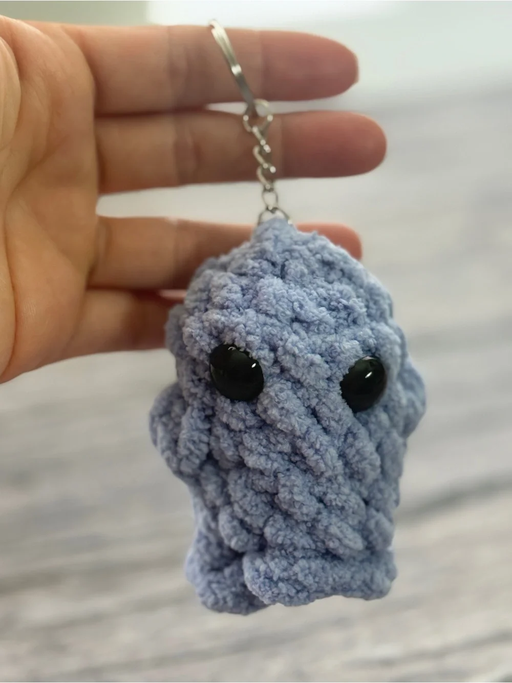 Handmade Lavender Crochet Ghost Keychain – 3”